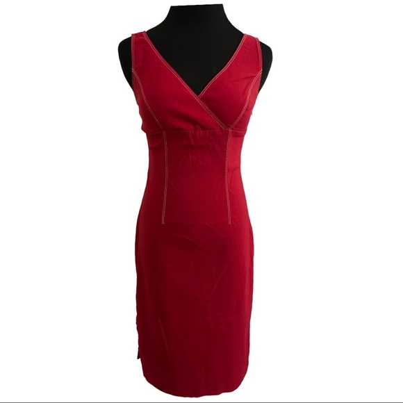 Y2K Express V-Neck Sleeveless Bodycon Dress - Picture 1 of 5